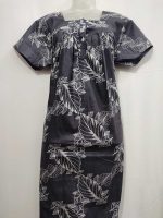 Front Open Cotton Nighty With Buttons, 55 Inches Long, Square Neck - Ash - Image 4