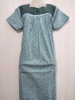 Front Open Cotton Nighty With Buttons, 55 Inches Long, Square Neck - Light Green - Image 4