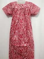 Traditional cotton nighty, Thali detailing on neck, 55 Inches Length - Peach - Image 4