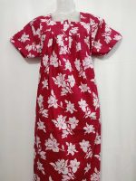 Front Open Cotton Nighty With Buttons, 55 Inches Long, Square Neck - Rose - Image 4