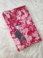 Comfortable Front Open Cotton Nighty With Zip- 57 inches long -Magenta - Image 3