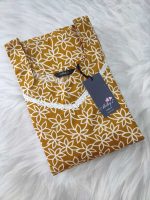 Comfortable Frock Model Cotton Nighty - 55 Inches Long - Golden Yellow - Image 3