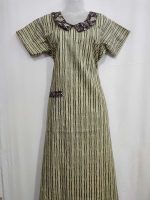 Comfortable Churidar Model Cotton Nighty With Peter Pan Collar- 55 Inches Long - Light Green - Image 4