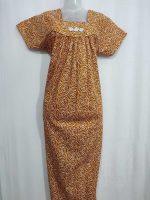 Traditional cotton nighty, 55 Inches Length - Golden Yellow - Image 4
