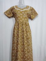 Comfortable Frock Model Cotton Nighty - 55 Inches Long - Golden Yellow - Image 4