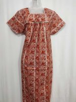 Traditional cotton nighty, 55 Inches Length - Brown - Image 4