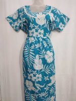 Comfortable Frock Model Cotton Nighty - 55 Inches Long - Blue - Image 4