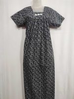 Traditional cotton nighty, 55 Inches Length - Black - Image 4