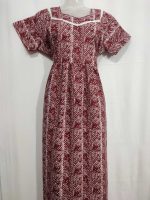 Comfortable Frock Model Cotton Nighty - 55 Inches Long - Maroon - Image 4