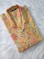 Full Open Maternity Gown With Top To Bottom Buttons -55 Inches Long - Best Quality - Yellow - Image 3