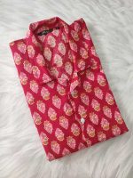 Full Open Maternity Gown With Top To Bottom Buttons -55 Inches Long - Best Quality - Magenta - Image 3