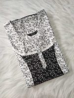 Comfortable Churidar Model Cotton Nighty - 55 Inches Long - Black + White - Image 3