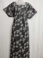 Comfortable Front Open Cotton Nighty With Buttons- 57 inches long - Dark Green - Image 4