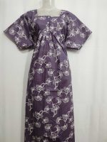 Comfortable Front Open Cotton Nighty With Buttons- 57 inches long -Light Purple - Image 4