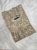 Traditional cotton nighty, Thali detailing on neck, 55 Inches Length - Olive green colour - Image 3