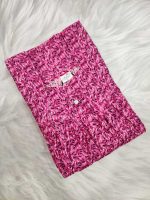 Traditional cotton nighty, Thali detailing on neck, 55 Inches Length - Pink colour - Image 3