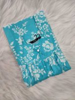 Traditional cotton nighty, Thali detailing on neck, 55 Inches Length - Blue colour - Image 3