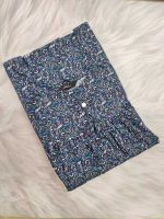 Traditional cotton nighty, Thali detailing on neck, 55 Inches Length - Dark blue colour - Image 3