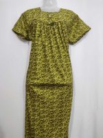 Traditional cotton nighty, Thali detailing on neck, 55 Inches Length - Light green colour - Image 4