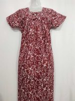 Traditional cotton nighty, Thali detailing on neck, 55 Inches Length - Maroon colour - Image 4