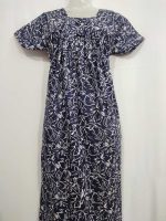 Traditional cotton nighty, Thali detailing on neck, 55 Inches Length - Blue colour - Image 4