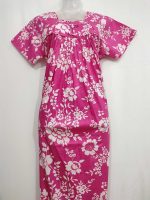 Traditional cotton nighty, Thali detailing on neck, 55 Inches Length - Pink colour - Image 4