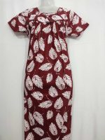 Traditional cotton nighty, Thali detailing on neck, 55 Inches Length - Maroon colour - Image 4