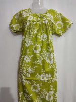 Traditional cotton nighty, Thali detailing on neck, 55 Inches Length - Green colour - Image 4