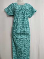 Traditional cotton nighty, Thali detailing on neck, 55 Inches Length - Light green colour - Image 4