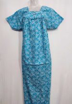 Traditional Cotton Nighty, 55 Inches Length - Blue - Image 4