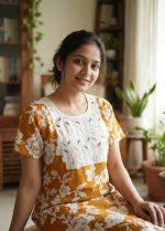 Comfortable Churidar Model Cotton Nighty - 55 Inches Long - Yellow