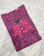 Traditional Cotton Nighty, 55 Inches Length - Rose - Image 3