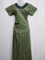 Comfortable Churidar Model Cotton Nighty with Peter-Pan Collar - 55 Inches Long - Image 4