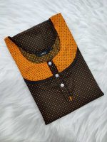 Comfortable Churidar Model Cotton Nighty with Buttons - 55 Inches Long - Black - Image 3