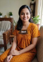 Traditional Cotton Nighty, 55 Inches Length - Orange