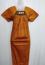 Traditional Cotton Nighty, 55 Inches Length - Orange - Image 4