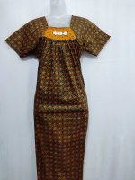 Traditional Cotton Nighty, 55 Inches Length - Black + Orange - Image 4