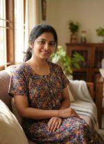 Comfortable Churidar Model Cotton Nighty - 55 Inches Long - Dark Blue