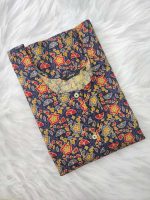 Comfortable Churidar Model Cotton Nighty - 55 Inches Long - Dark Blue - Image 3