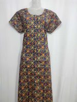 Comfortable Churidar Model Cotton Nighty - 55 Inches Long - Dark Blue - Image 4