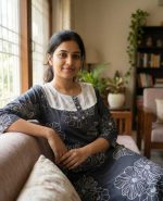 Comfortable Churidar Model Cotton Nighty, 55 Inches Long, 3/4th Sleeves - Ash colour