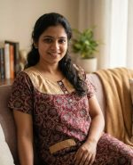 Comfortable Churidar Model Ajrakh Nighty, 55 Inches Long, Hakoba Yoke - Maroon