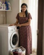 Comfortable Churidar Model Ajrakh Nighty, 55 Inches Long, Hakoba Yoke - Maroon - Image 2