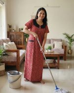 Comfortable Churidar Model Ajrakh Nighty, 55 Inches Long, Hakoba Yoke - Red - Image 2