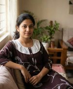 Comfortable Churidar Model Cotton Nighty, 55 Inches Long, 3/4th Sleeves - Purple