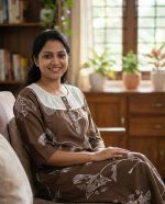 Comfortable Churidar Model Cotton Nighty, 55 Inches Long, 3/4th Sleeves