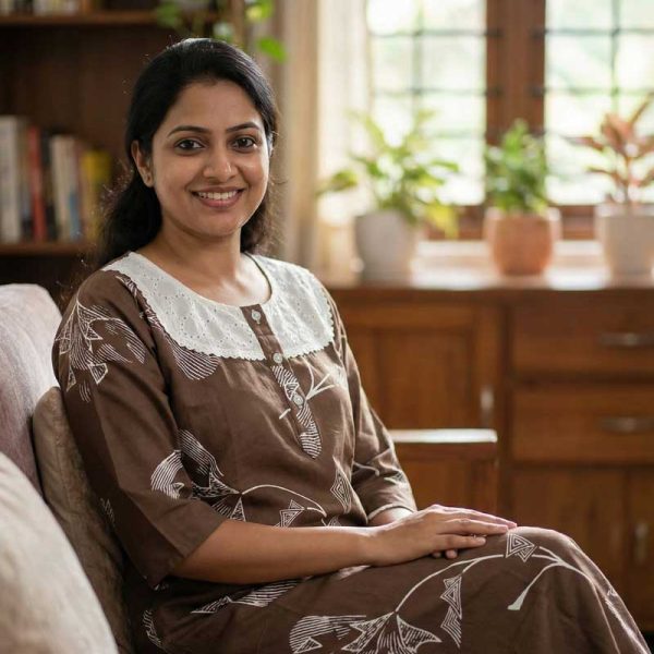 Comfortable Churidar Model Cotton Nighty, 55 Inches Long, 3/4th Sleeves