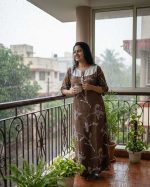 Comfortable Churidar Model Cotton Nighty, 55 Inches Long, 3/4th Sleeves - Image 2