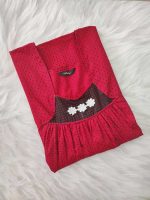 Traditional Cotton Nighty, 55 Inches Length - Black + Magenta - Image 3