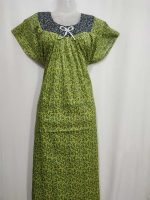 Traditional Cotton Nighty, 55 Inches Length - Green - Image 3